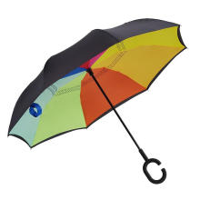 C Type Rubber Handle Windproof Can Print Customer Logo Put in The Car Reverse Umbrella